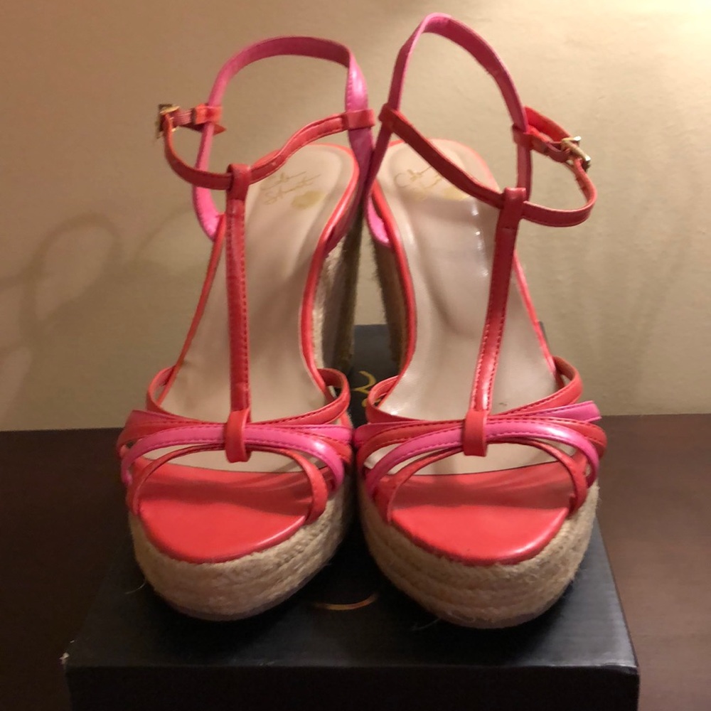Coral T-Strap Wedge